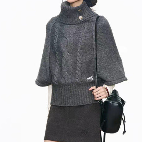 Knit dress for women with voluminous sleeves and an elegant turtleneck Amarae