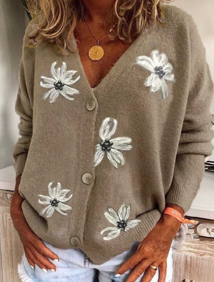 Ladies Playful Cardigan with Floral Pattern Lune London