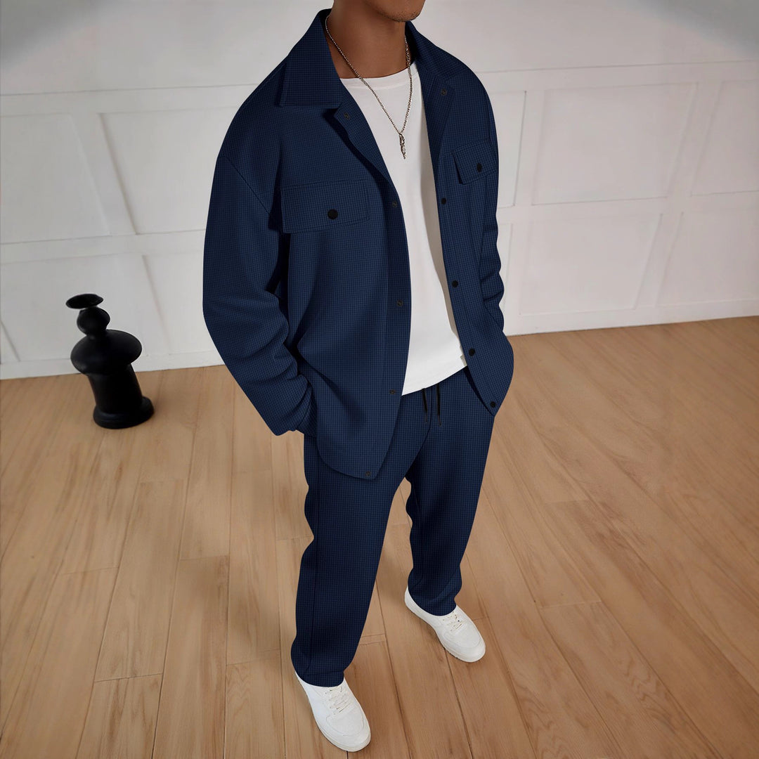 Elegant leisure suit for men with textured jacket and comfortable pants Amarae