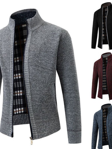 Fashion knit jacket for men with an innovative structure and a warm lining Amarae