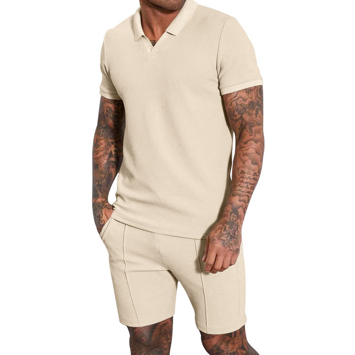Men's short sleeve polo with a sporty fit and chic and stylish sports shorts