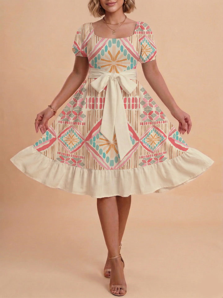 Women's dress with tailored fit and playful floral pattern Lune London