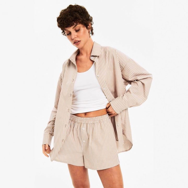 Amarae elegant casual pajama set for women with striped design and loose fit