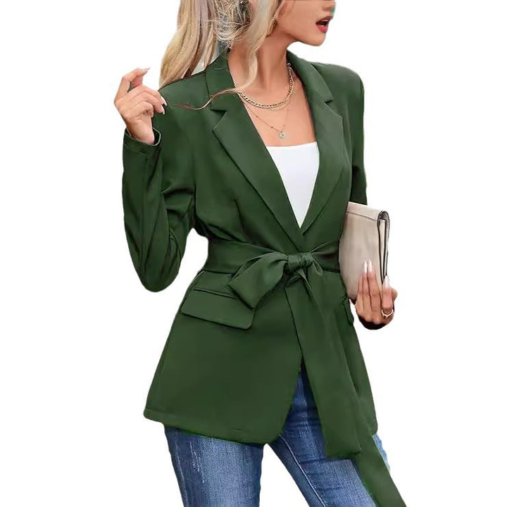 Fitted jacket for women with a tie belt and practical pockets Lune London