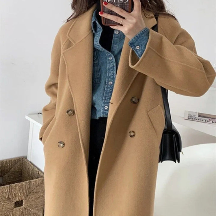 Women Elegant Double-Breasted Wool Coat Chic & Stil