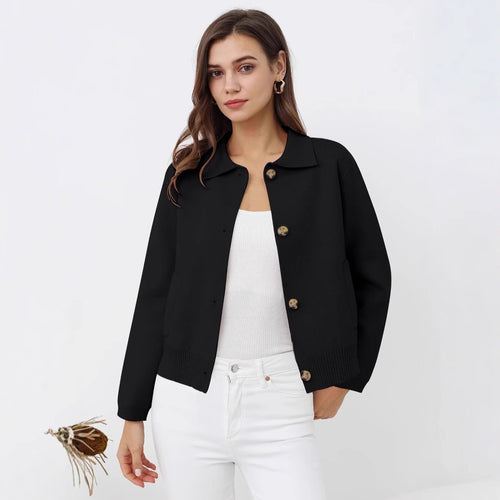 Women's knit jacket with button details and side pockets Amarae