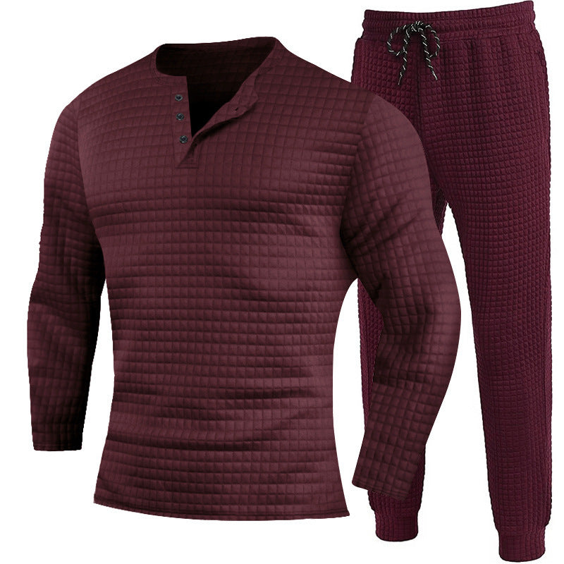 Three-piece set for men with textured long sleeve t-shirt and jogger pants Lune London