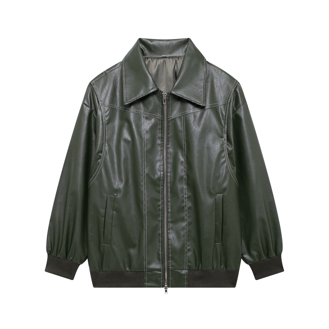 Faux leather jacket for women with elastic cuffs and a high collar Lune London