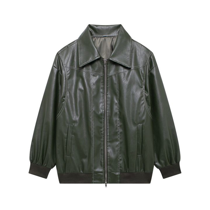 Faux leather jacket for women with elastic cuffs and a high collar Lune London