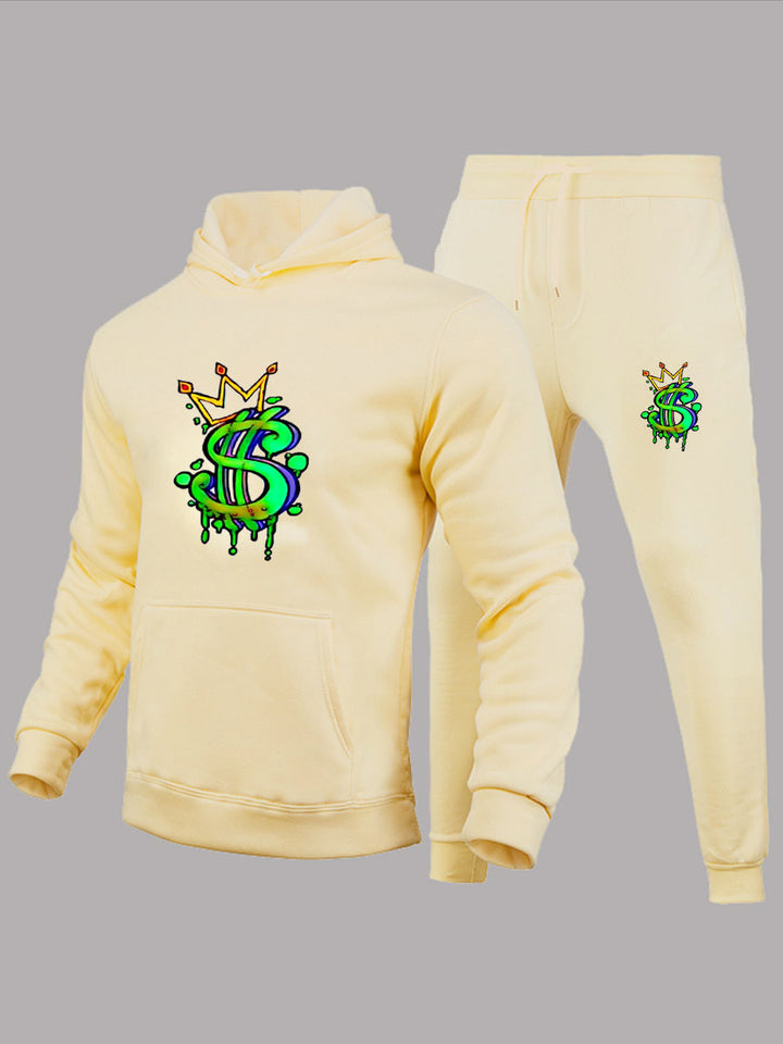 Men's hoodie and jogger set with creative dollar pattern Lune London