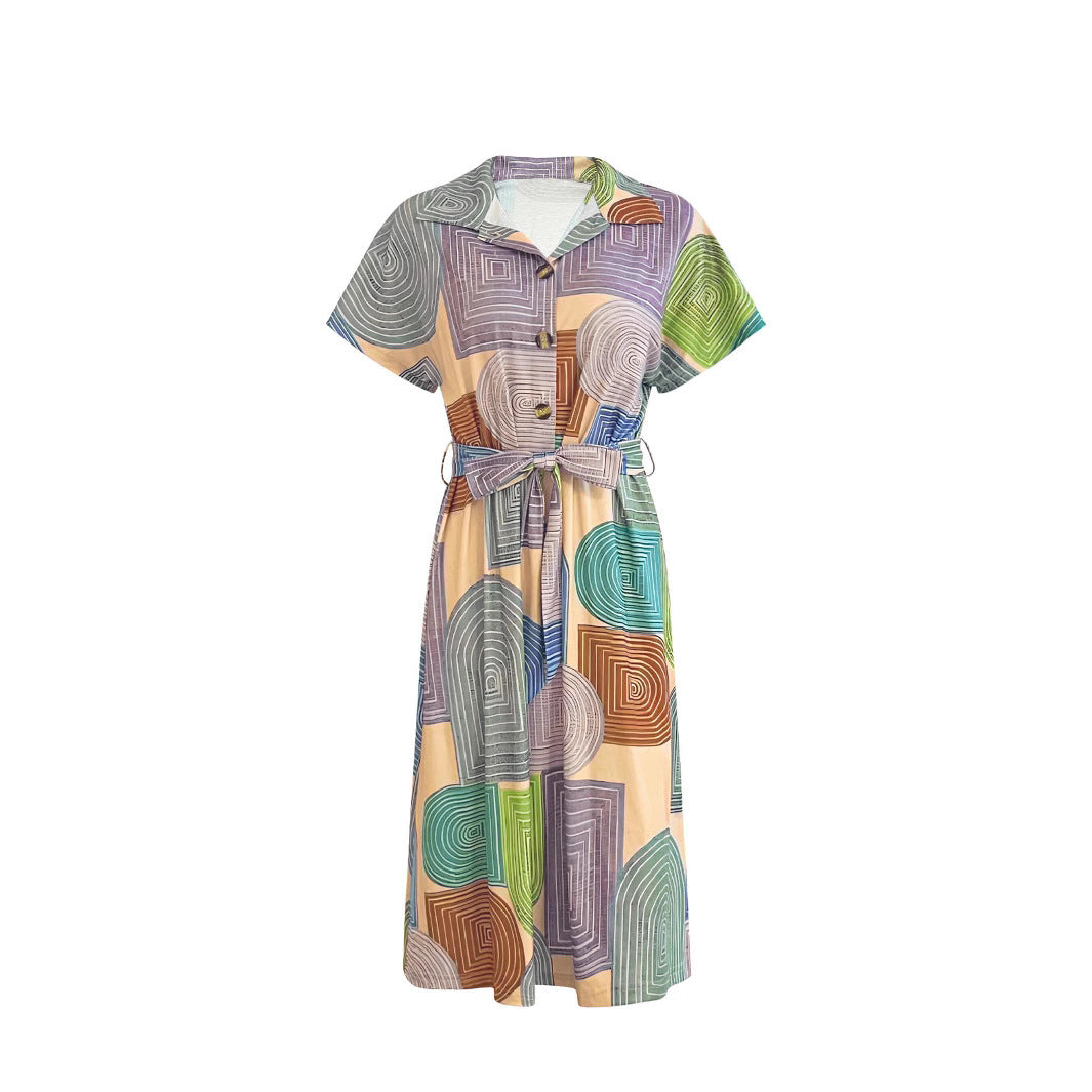 Leisure shirt dress for women with artistic print Lune London