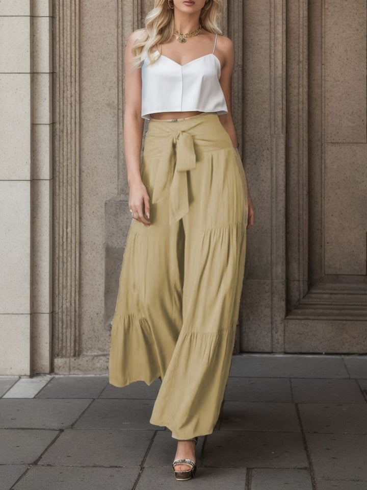 Loose summer pants for women with elastic waist and side drawstring Lune London