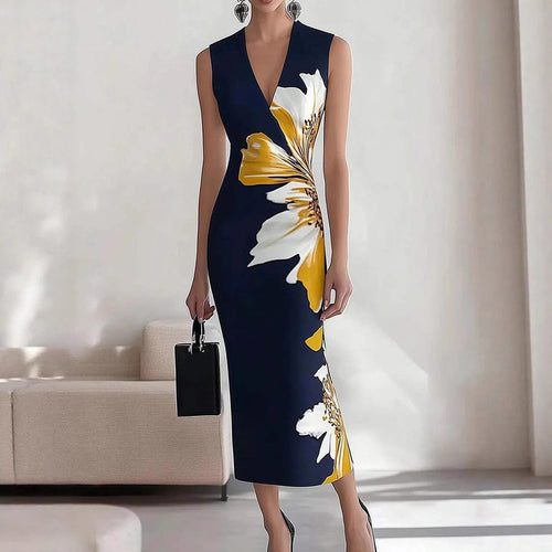 Ladies Elegant Floral Print Midi Dress Amarae