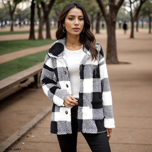 Ladies Fleece Jacket with Pattern and Practical Pockets and Trendy Cut Amarae