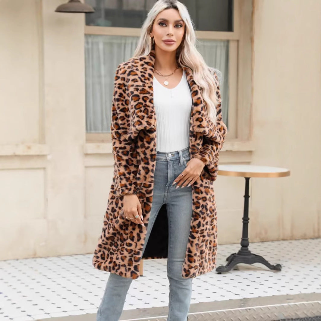 Lune London Leopard Print Faux Fur Coat for Women
