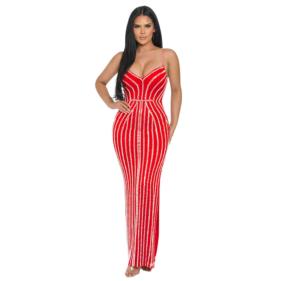 Bodycon evening dress for women with sparkling detail strapless Lune London