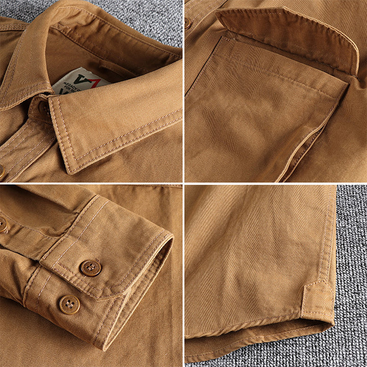 Men's cotton shirt with practical chest pockets and button-down collar Amarae
