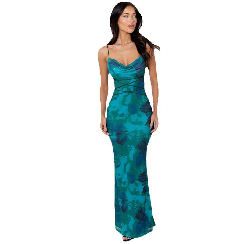 Maxi dress for women with elegant crossed detail Lune London
