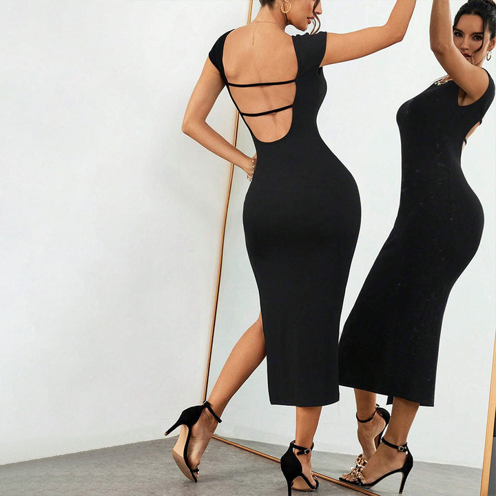 Robe midi pour femme avec fente latérale et section arrière élégante Chic & Stil