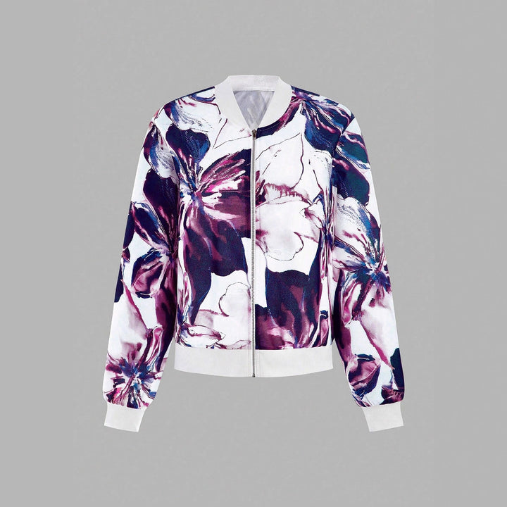 Ladies floral pattern bomber jacket Lune London