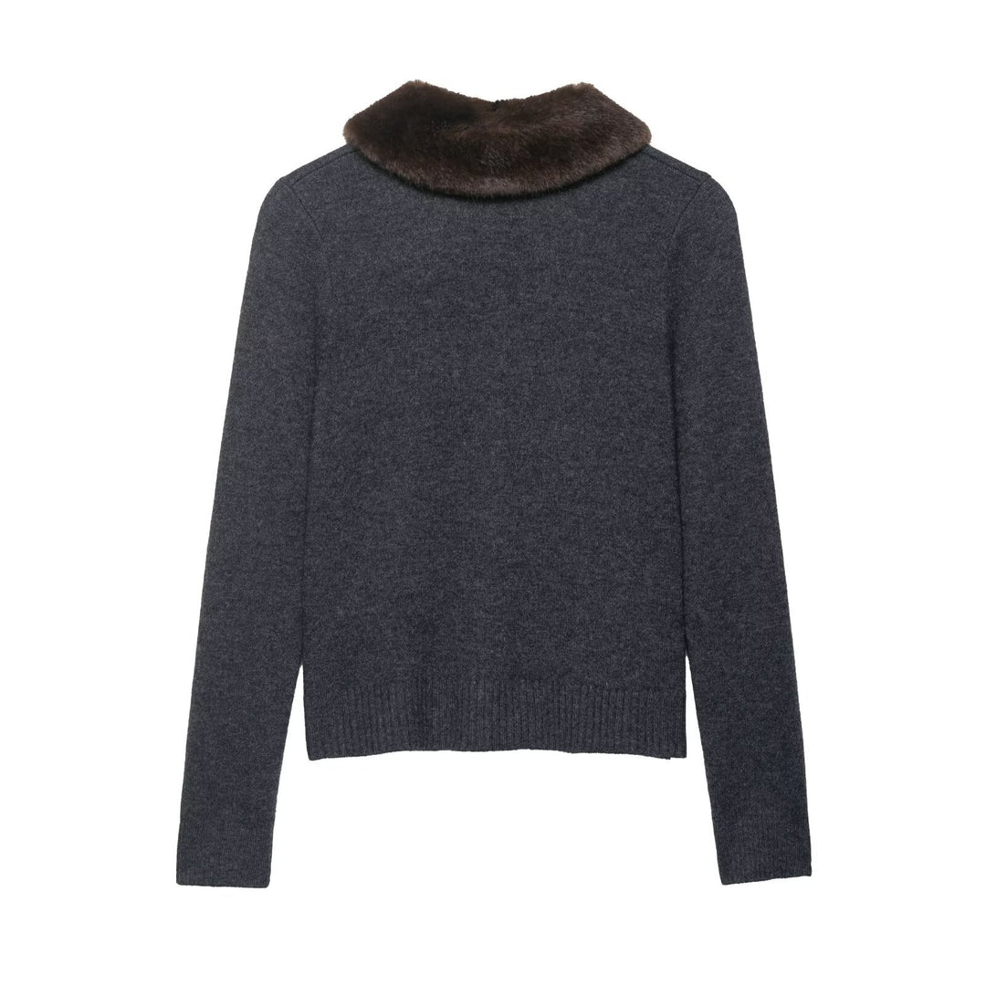 Ladies elegant vest with removable faux fur collar Lune London