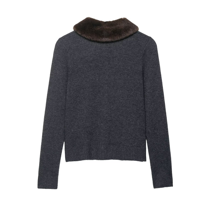 Ladies elegant vest with removable faux fur collar Lune London