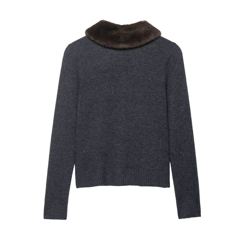 Ladies elegant vest with removable faux fur collar Amarae