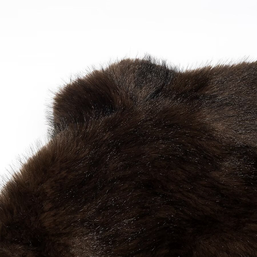 Women's short coat made of luxurious synthetic fur with straight cut Amarae