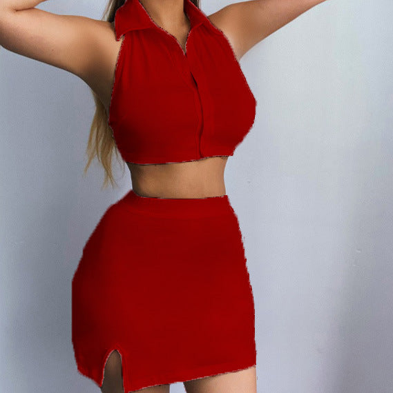 Ladies fitted cropped top and Twin-Set skirt ensemble Lune London
