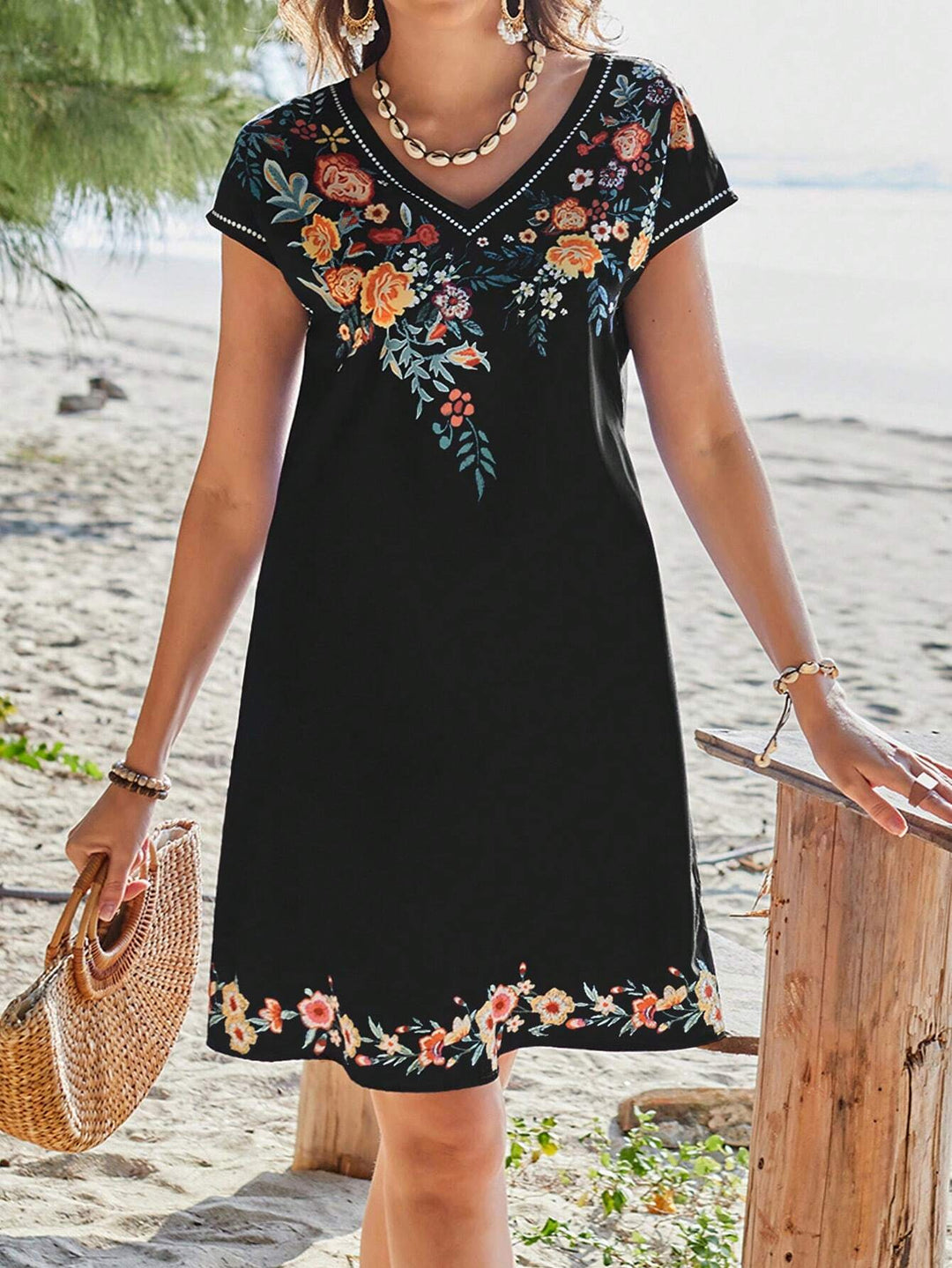 Lune London Floral Embroidered Beach Dress