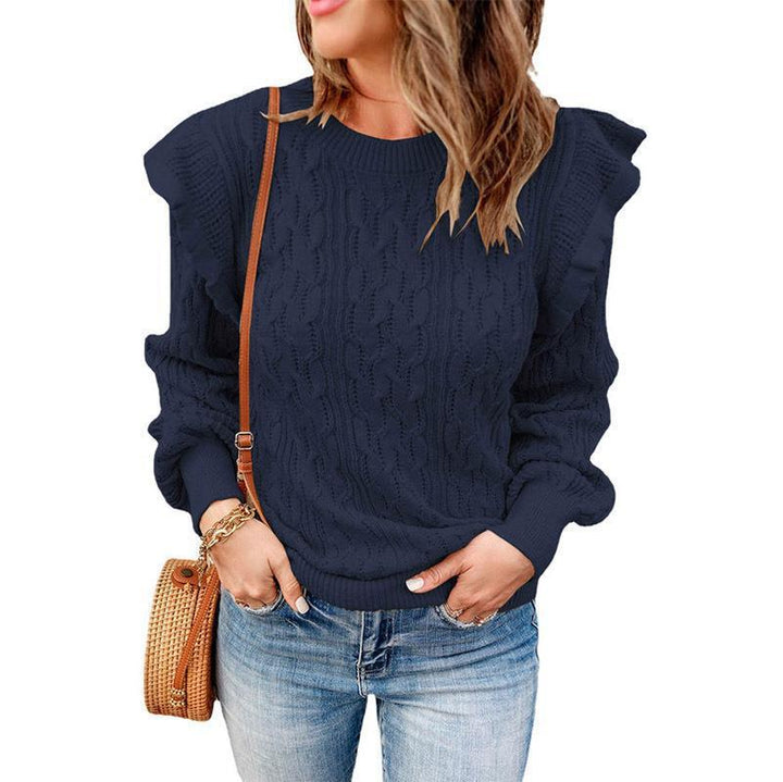 Oversized knitted sweater for women with ruffles Lune London