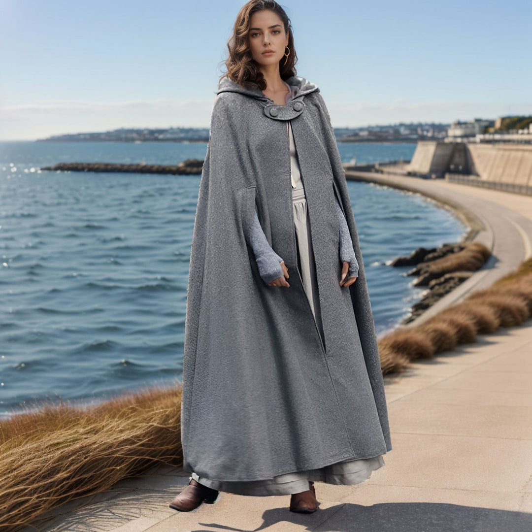 Ladies elegant hooded cape with adjustable closure Lune London