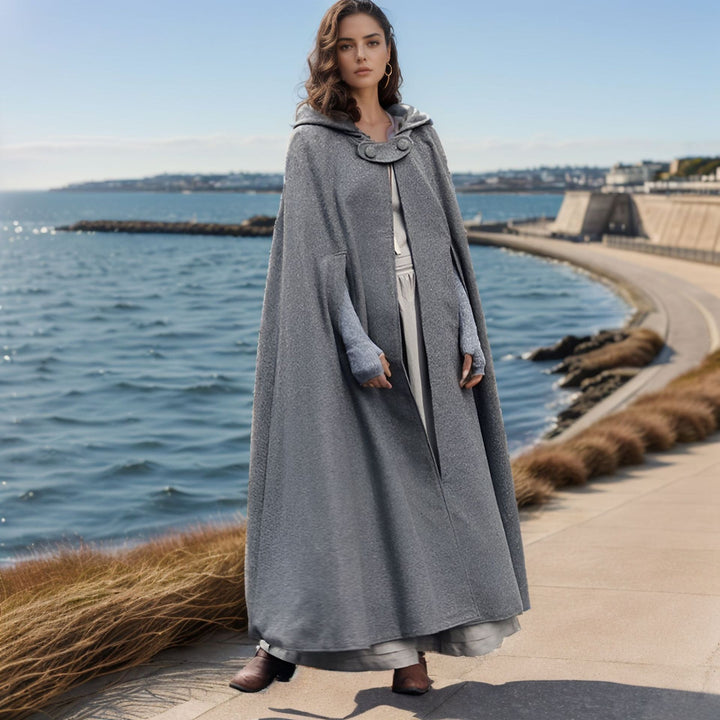 Ladies elegant hooded cape with adjustable closure Lune London