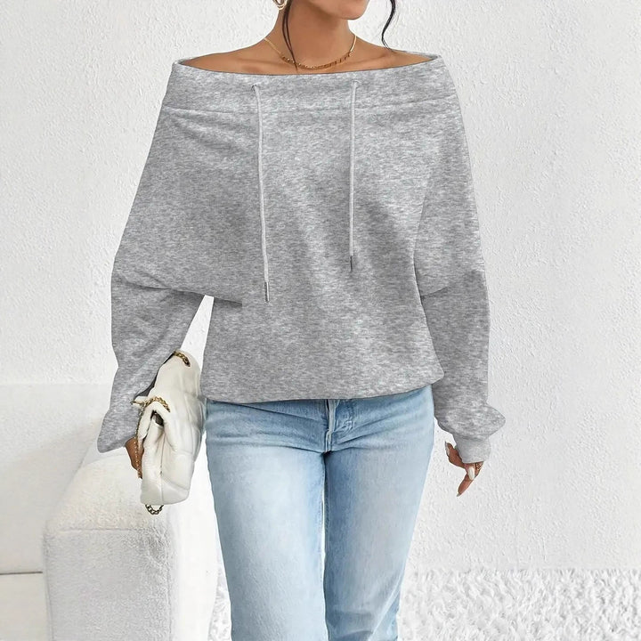 Pull décontracté pour femmes en taille oversized avec col ouvert et cordons pratiques Chic & Stil