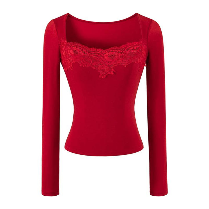 Women's Fitted Long Sleeve Shirt with Lace Bustier Look Amarae