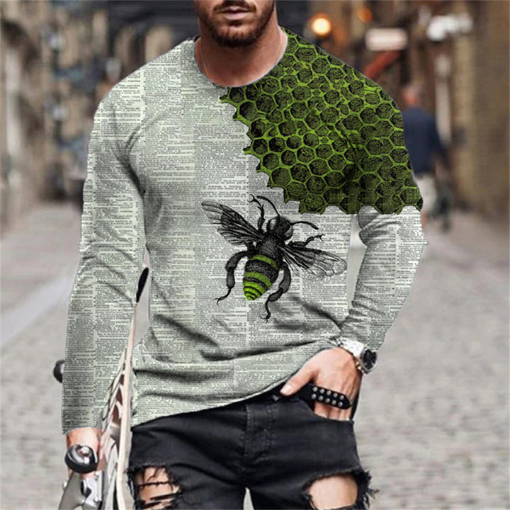 Men's long sleeve shirt with creative bee and honeycomb pattern Lune London