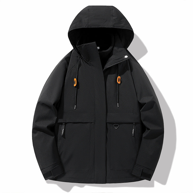 Functional jacket for men with adjustable hood and waterproof material Lune London