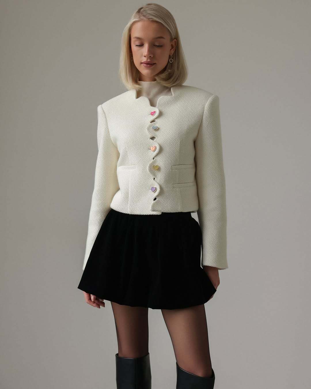 Fitted jacket for women with a unique button design Lune London
