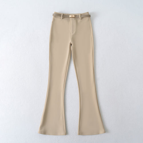 Women's flared pants with fitted waist and decorative belt Amarae