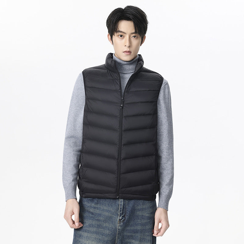 Men's Ultralight Quilted Vest with Down Look, Wind-resistant Shell and Stand-up Collar Amarae