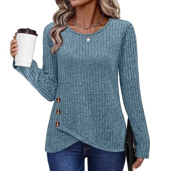 Dames haut tendance et décontracté avec détails de bouton Chic & Stil