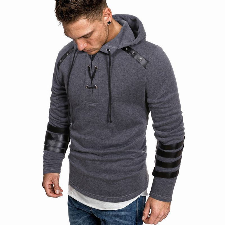 Men's Hoodie with faux leather details Lune London