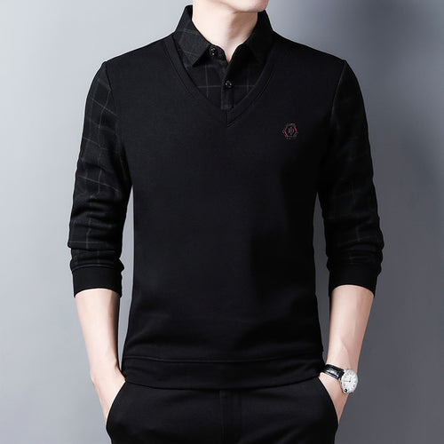 Elegant V-neck sweater for men with textured top Amarae