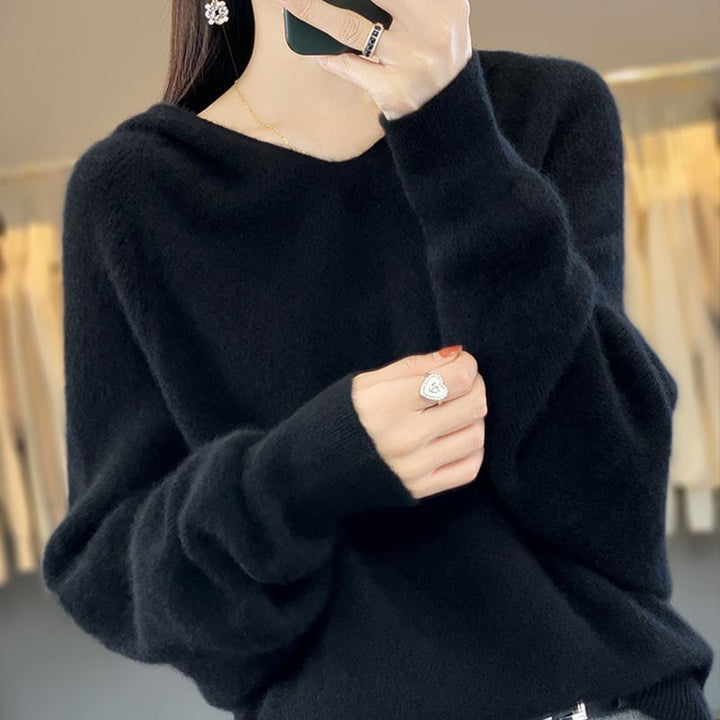 Pull femme à col en V en matériau doux Chic & Stil