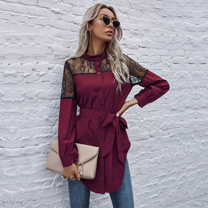Shirt dress women with lace shoulders Lune London