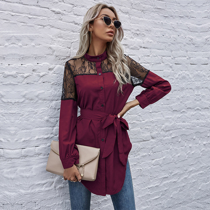 Shirt dress women with lace shoulders Lune London