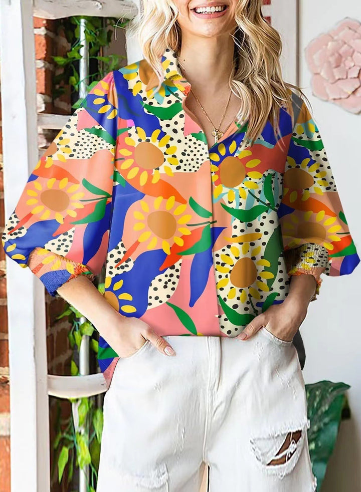 Women Floral Print Top Casual Chic Cut and Style