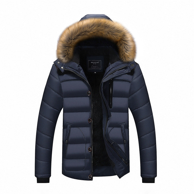 Men's Padded Puffer Parka with Faux Fur Hood, Fleece Interior Lining and Chest Zip Amarae