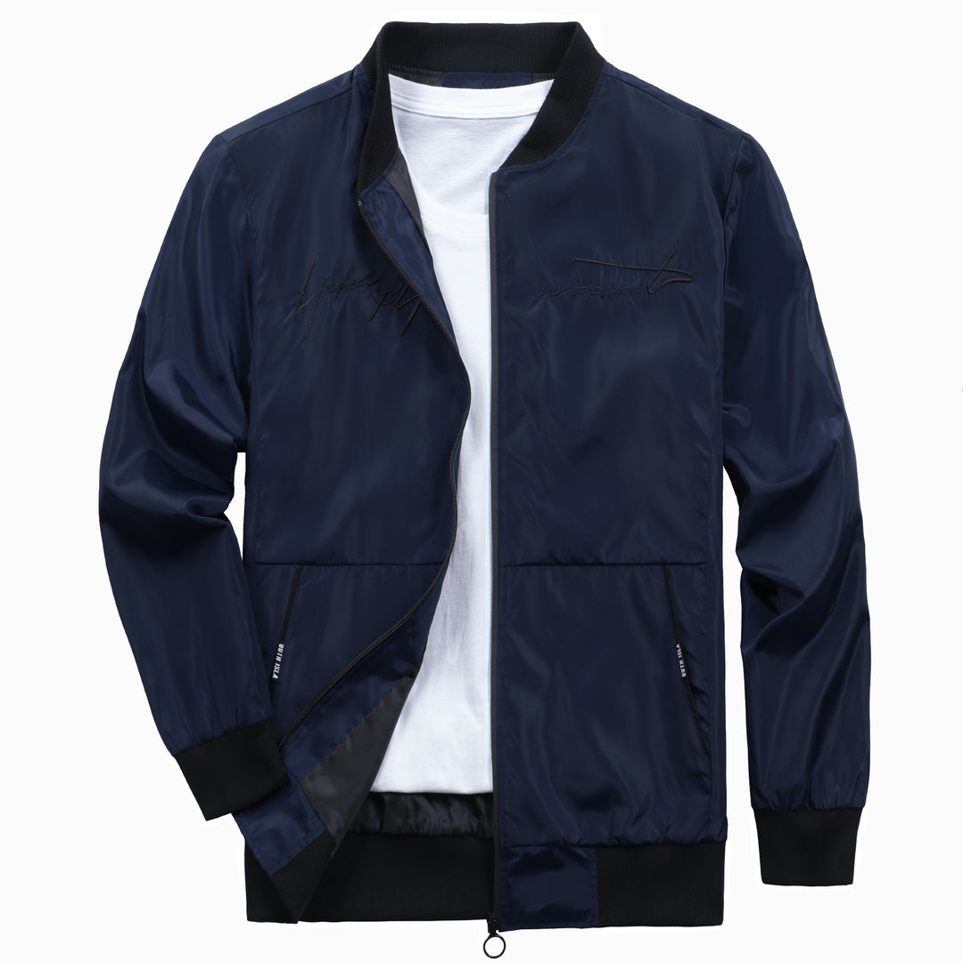 Trendy bomber jacket for men with elastic cuffs and practical zip pockets Lune London