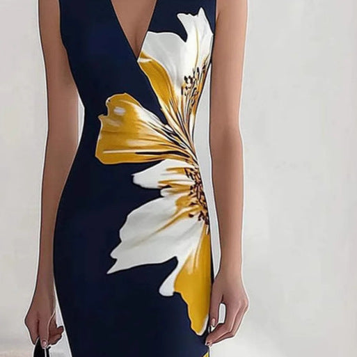 Ladies Elegant Floral Print Midi Dress Lune London